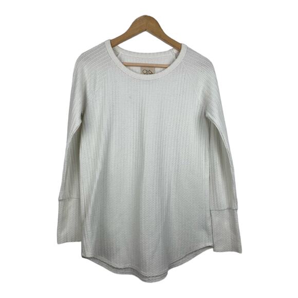 Chaser Waffle Knit Long Sleeve Thermal Top with Button Sleeves Medium - Picture 2 of 11